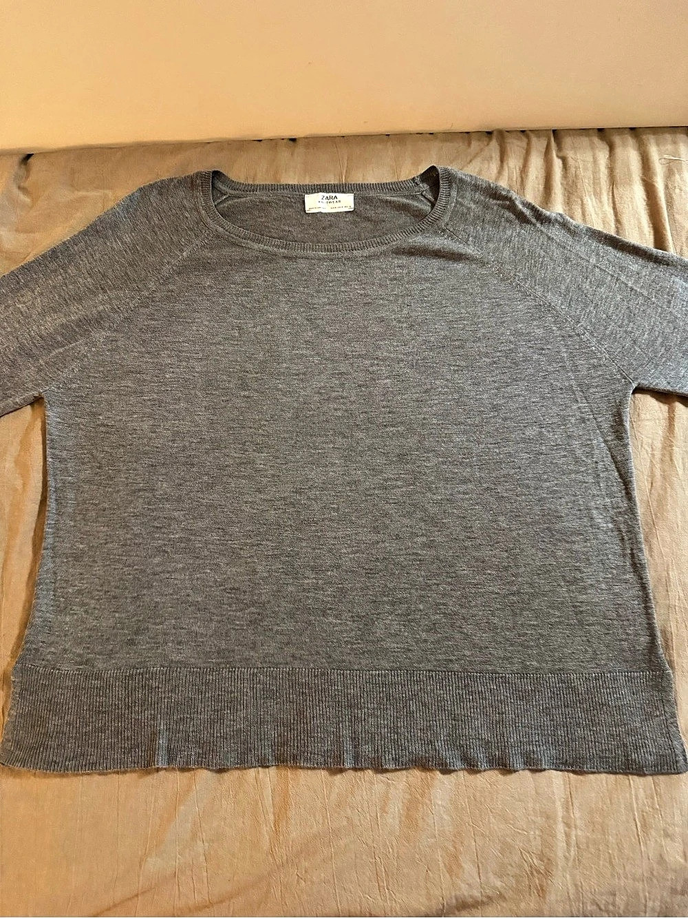 Zara Gray Knit Crewneck Sweater Size Medium